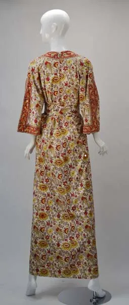 1970s Pakistani I. Magnin Hand Block Print Kaftan