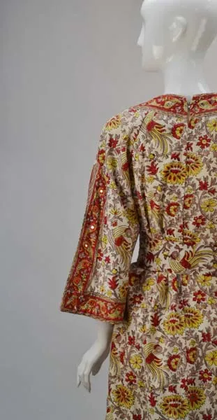 1970s Pakistani I. Magnin Hand Block Print Kaftan