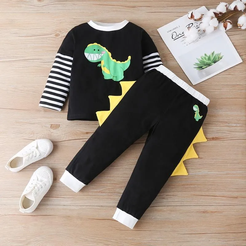 2-piece Dinosaur Pattern Sweatshirts & Pants for Children Boy