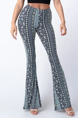 Alicia Paisley Skinny Pants - Blue/Gray