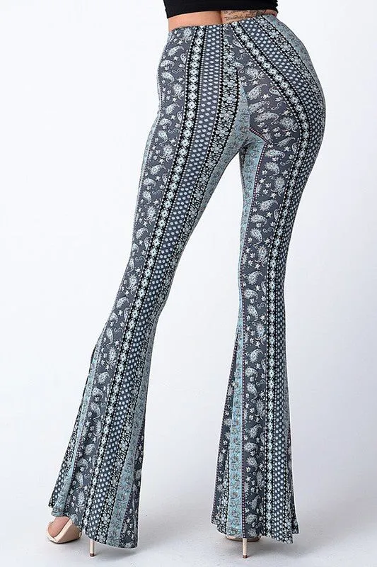 Alicia Paisley Skinny Pants - Blue/Gray