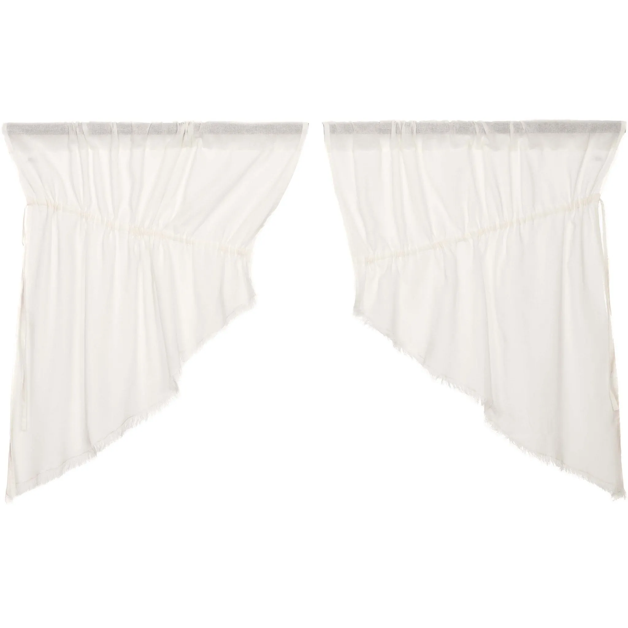 Antique White Fringed Tobacco Cloth Prairie Swag Curtains