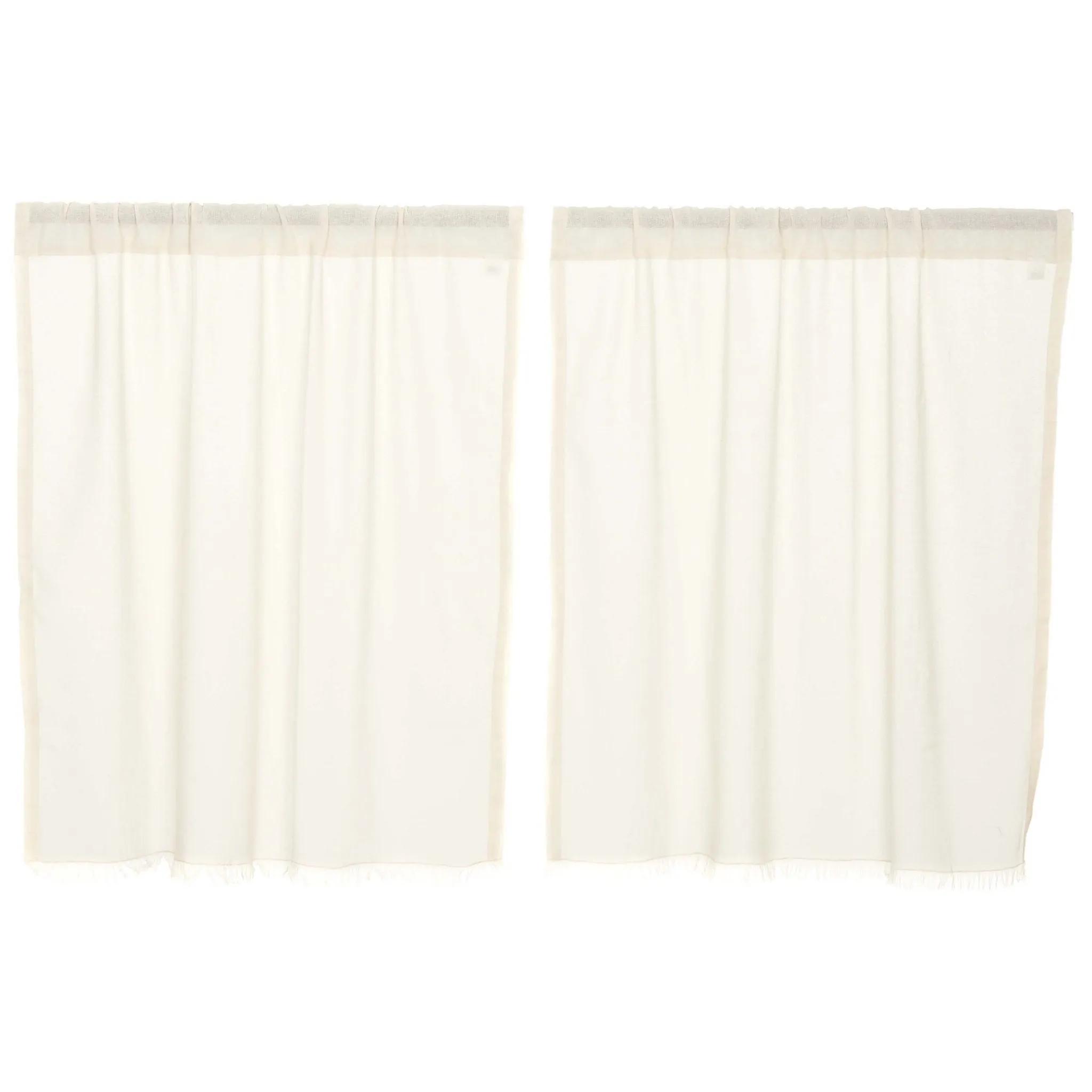 Antique White Fringed Tobacco Cloth Tier Curtains 36"