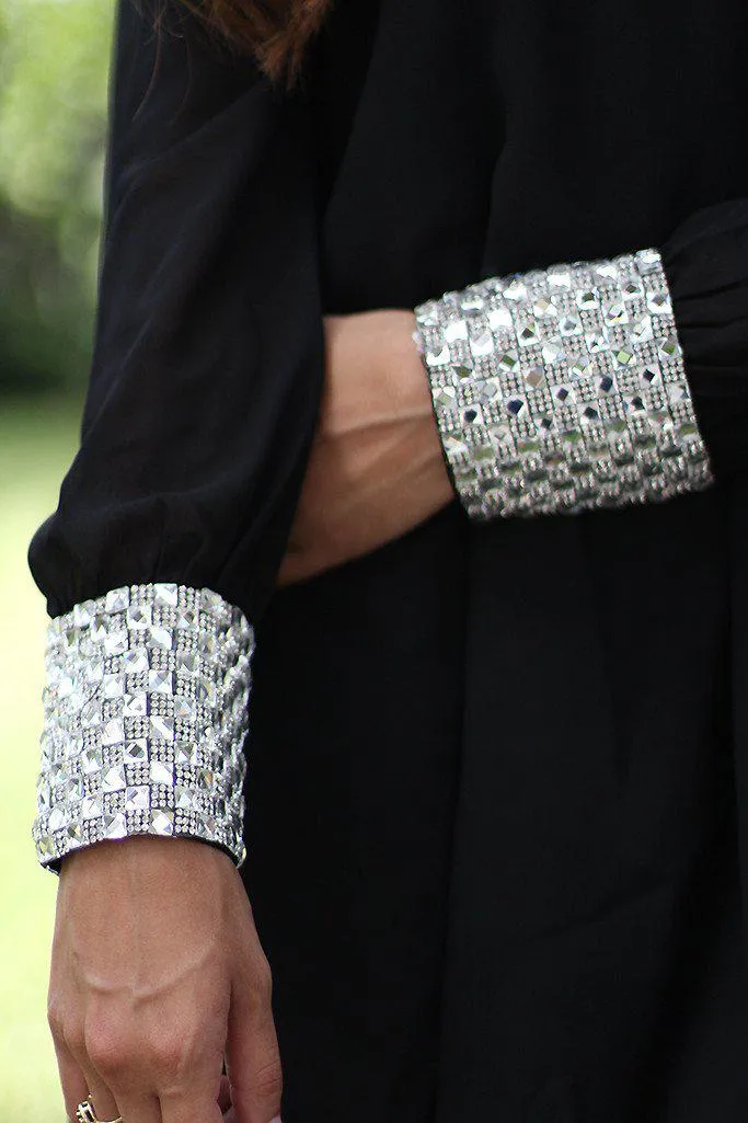 Black Tunic With Rhinestone Cuffs