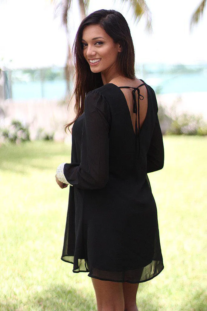 Black Tunic With Rhinestone Cuffs