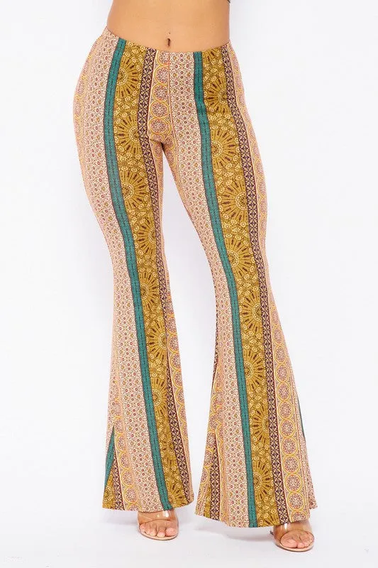 BOHO PRINT BELL BOTTOM PANTS