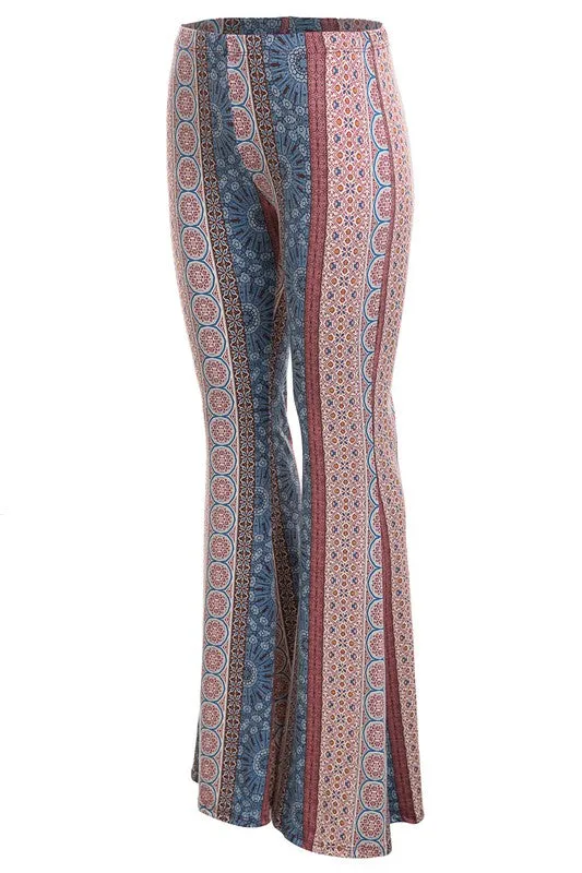 BOHO PRINT BELL BOTTOM PANTS