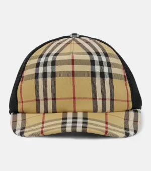 Burberry Vintage Check and Mesh Baseball Cap, Brown