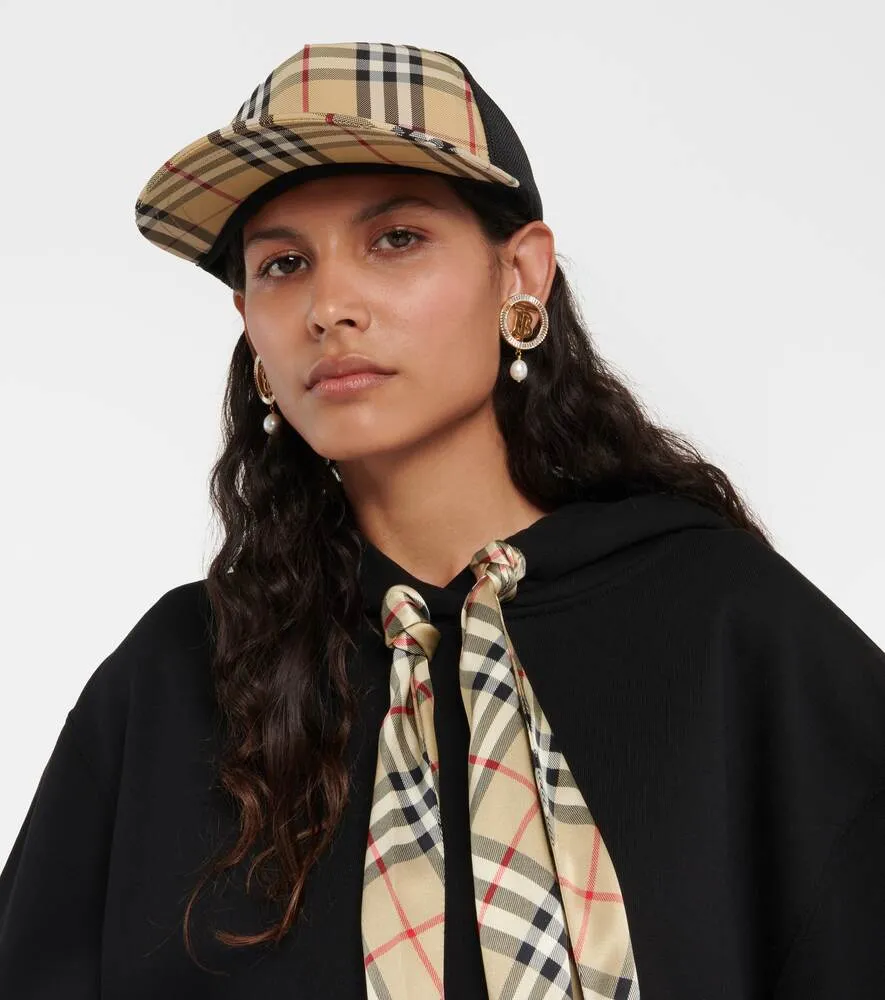 Burberry Vintage Check and Mesh Baseball Cap, Brown