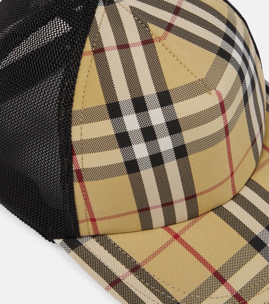 Burberry Vintage Check and Mesh Baseball Cap, Brown