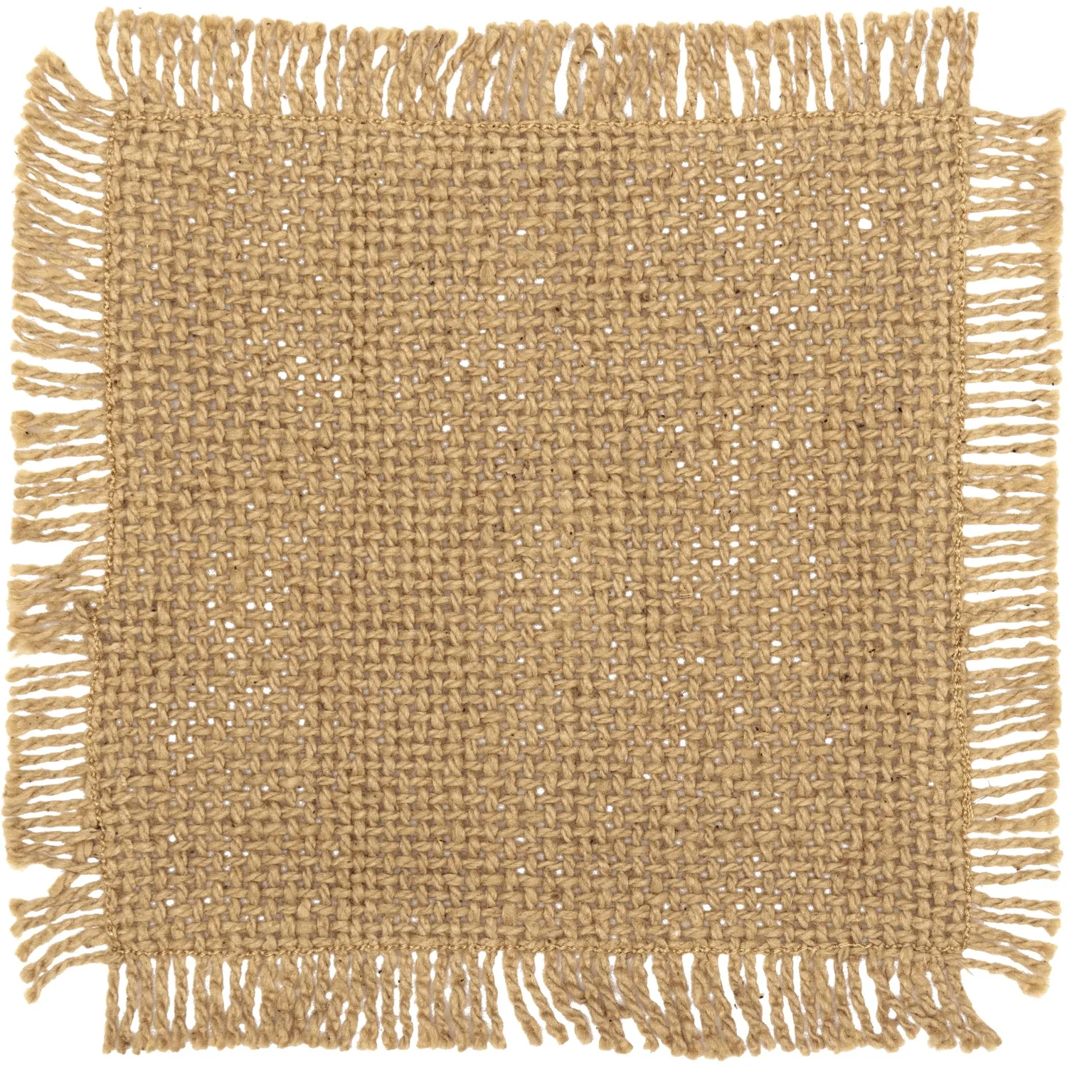 Burlap Natural Coaster Set of 12 Fringed 4x4