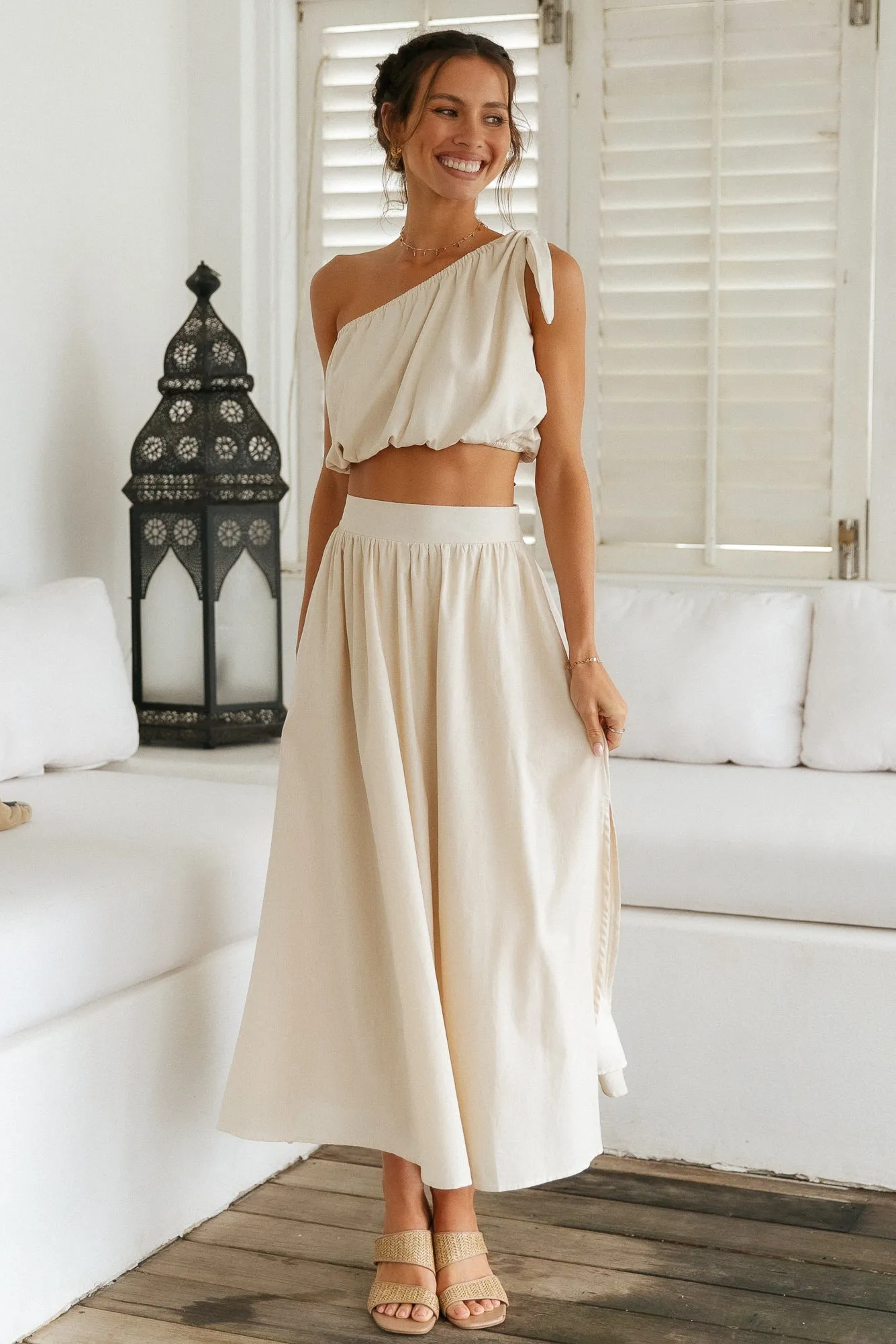 Carpe Diem Maxi Skirt Beige