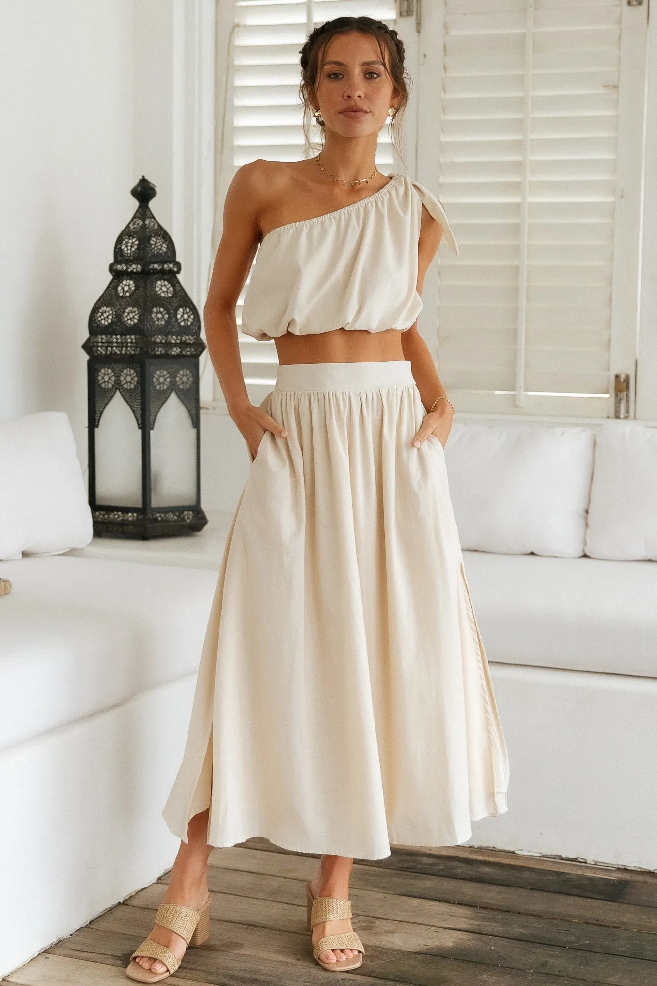 Carpe Diem Maxi Skirt Beige