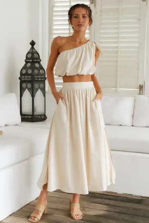 Carpe Diem Maxi Skirt Beige