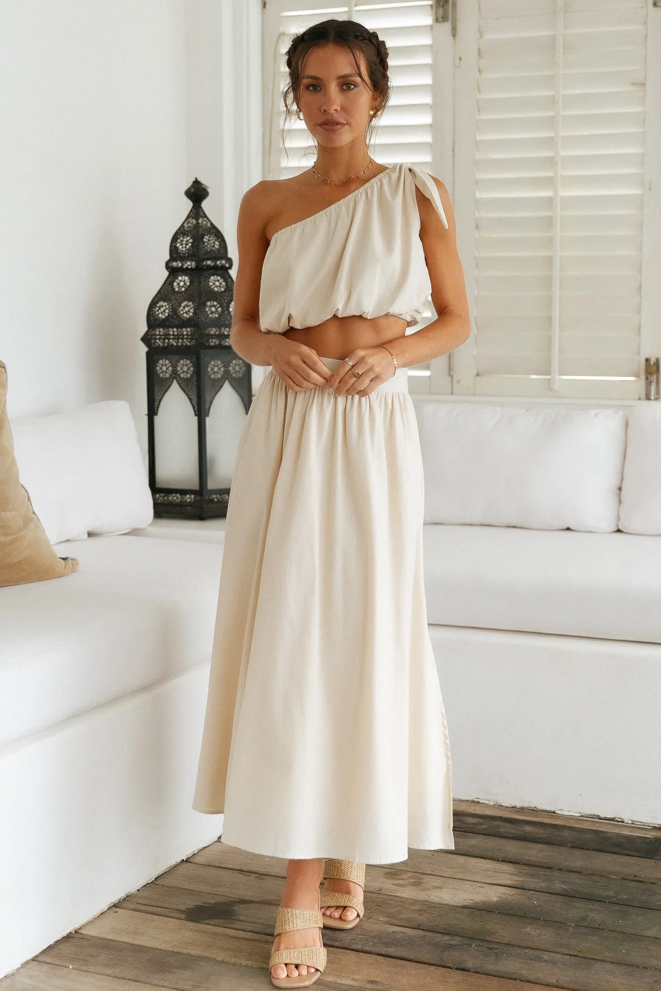 Carpe Diem Maxi Skirt Beige