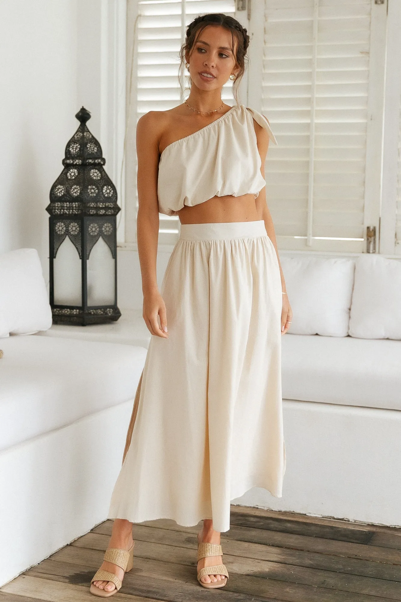 Carpe Diem Maxi Skirt Beige