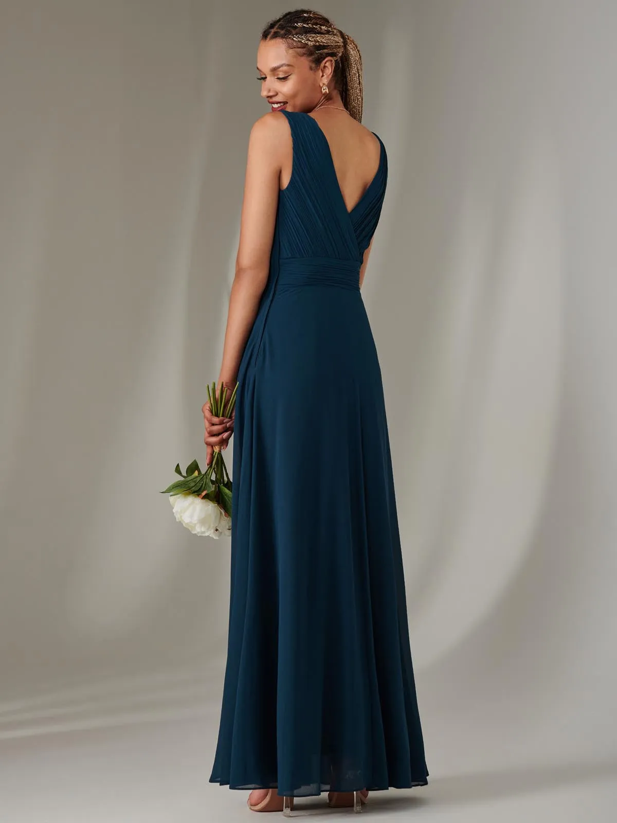 Cora Sleeveless Chiffon Maxi Dress, Dark Teal