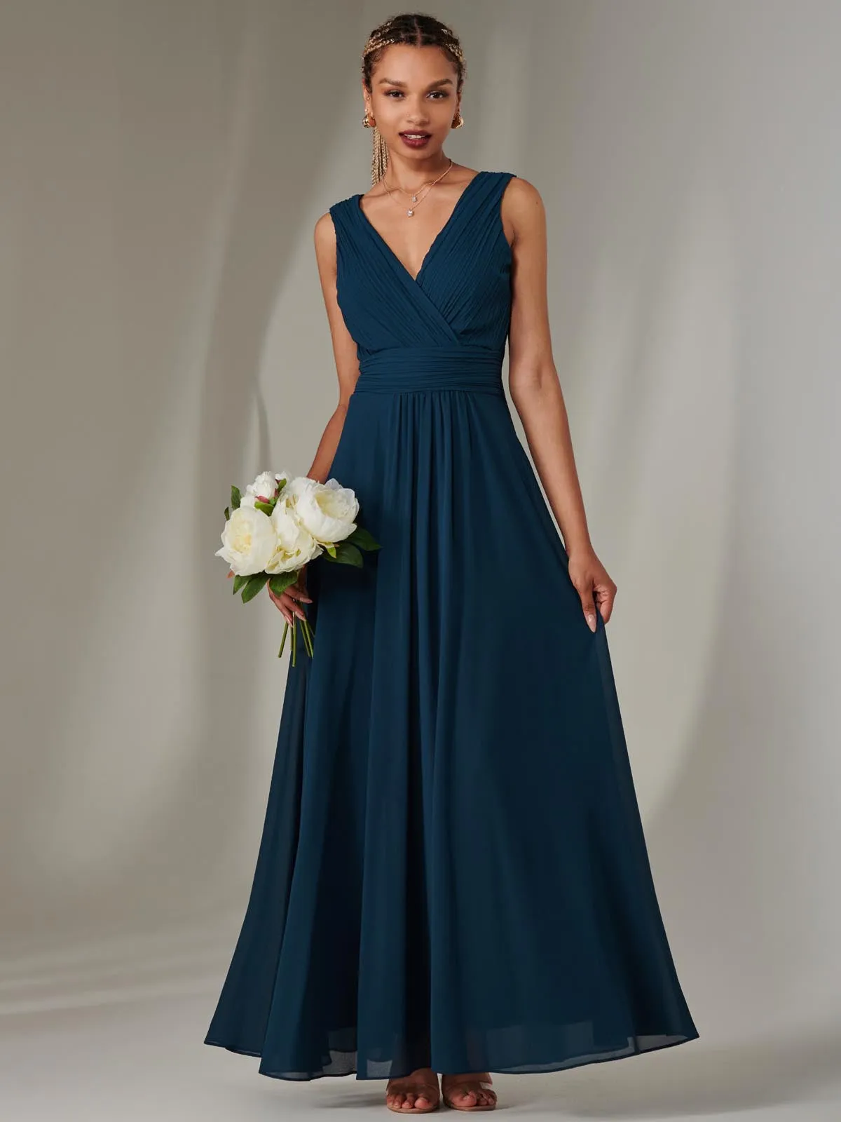 Cora Sleeveless Chiffon Maxi Dress, Dark Teal