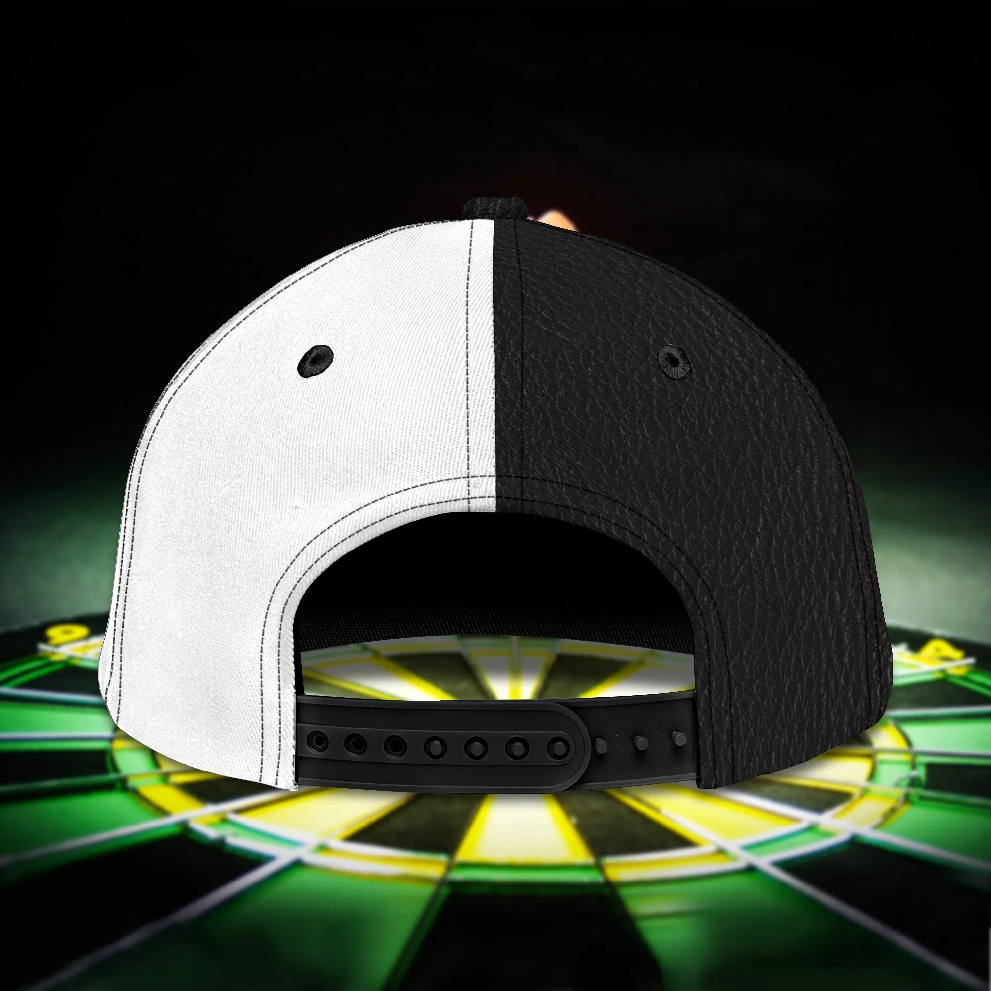 Customized Darts 3D Baseball Cap for Men and Women, Black White Dartboard, Dart and Beer Cap