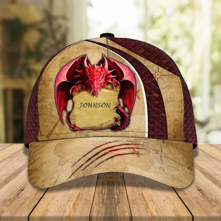 Customized Dragon 3D Baseball Cap for Girlfriend, Dragon Hat for Her Who Loves Dragon