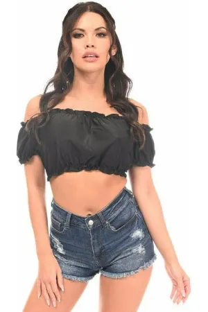 Daisy Corsets Black Short Sleeve Peasant Top