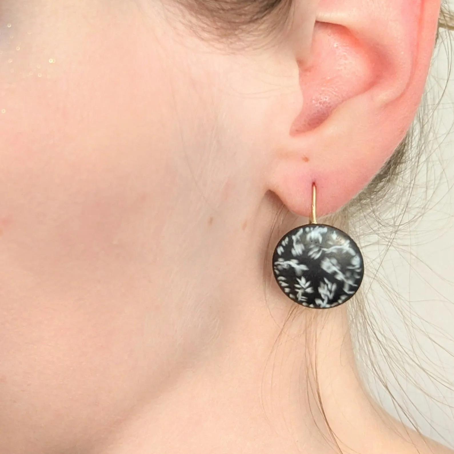 Dark Garden Earrings with Gold earwires