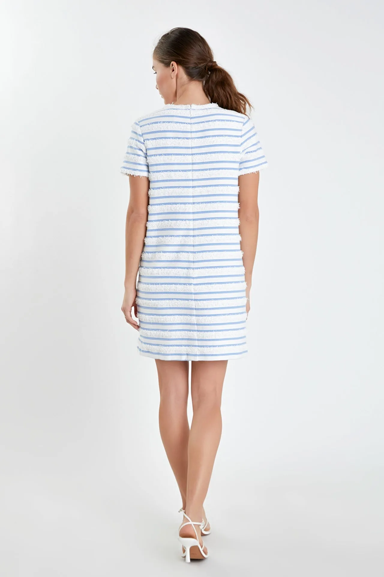 English Factory - Fringed Striped Polo Mini Dress