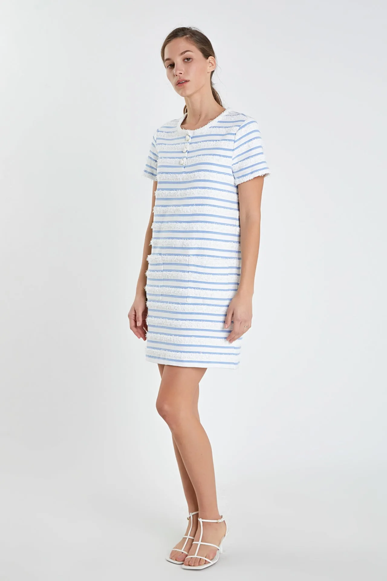 English Factory - Fringed Striped Polo Mini Dress