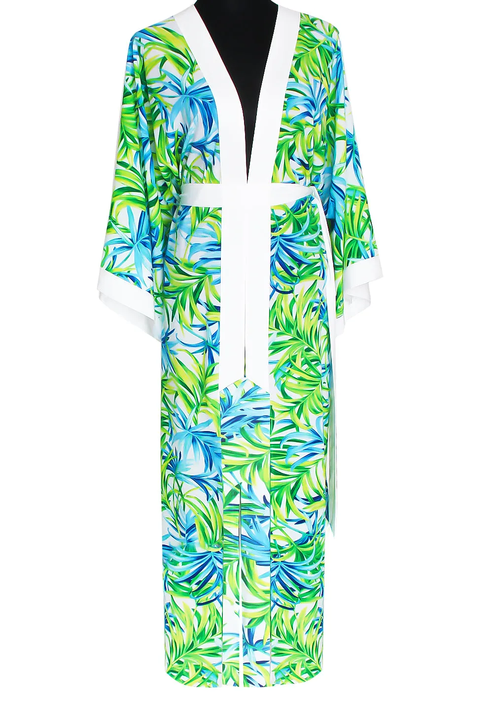 Euphoria – Paradise Palm Maxi Split Kaftan (Off-White)