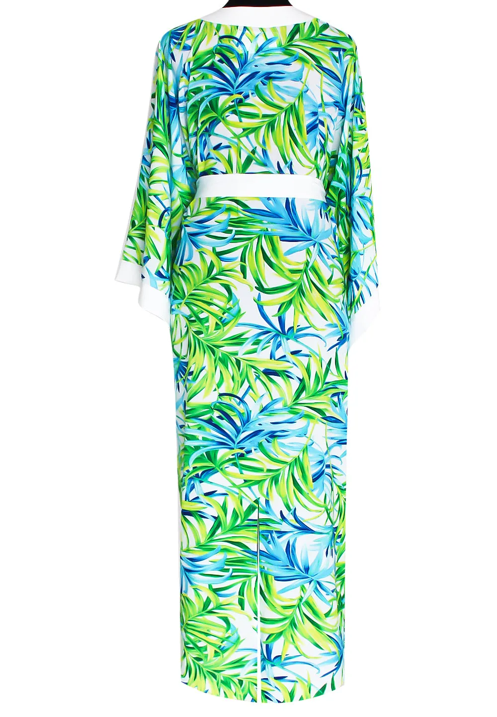 Euphoria – Paradise Palm Maxi Split Kaftan (Off-White)