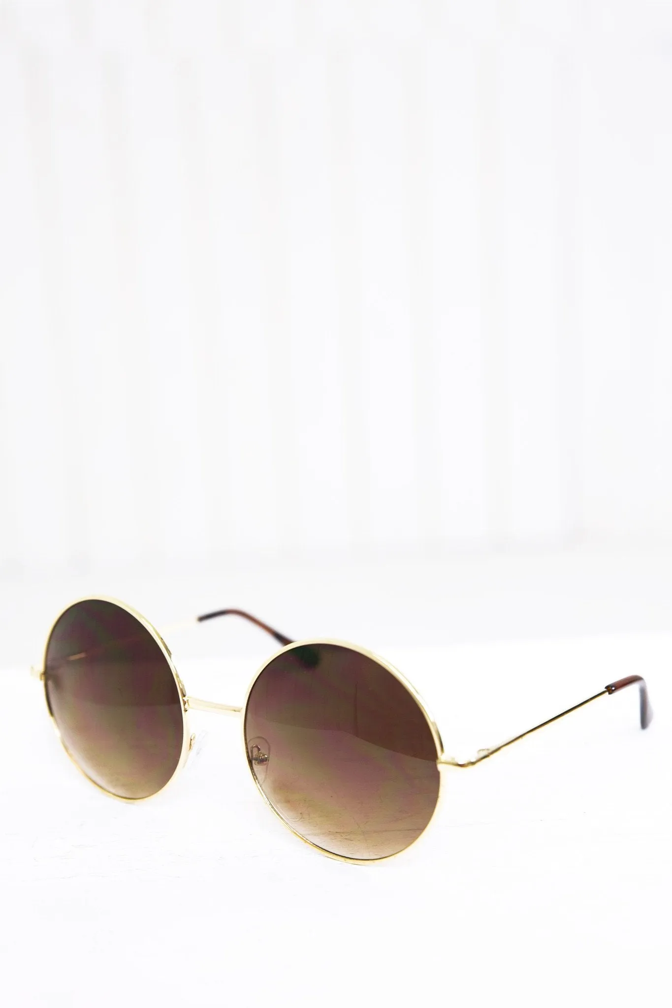 Farrah Round Sunglasses - Gold/Brown