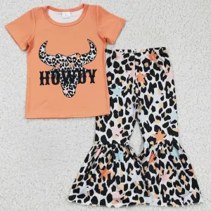 Fashion Girls Clothing Set Cow Print Boutique Baby Girl Clothes Howdy GSPO0305