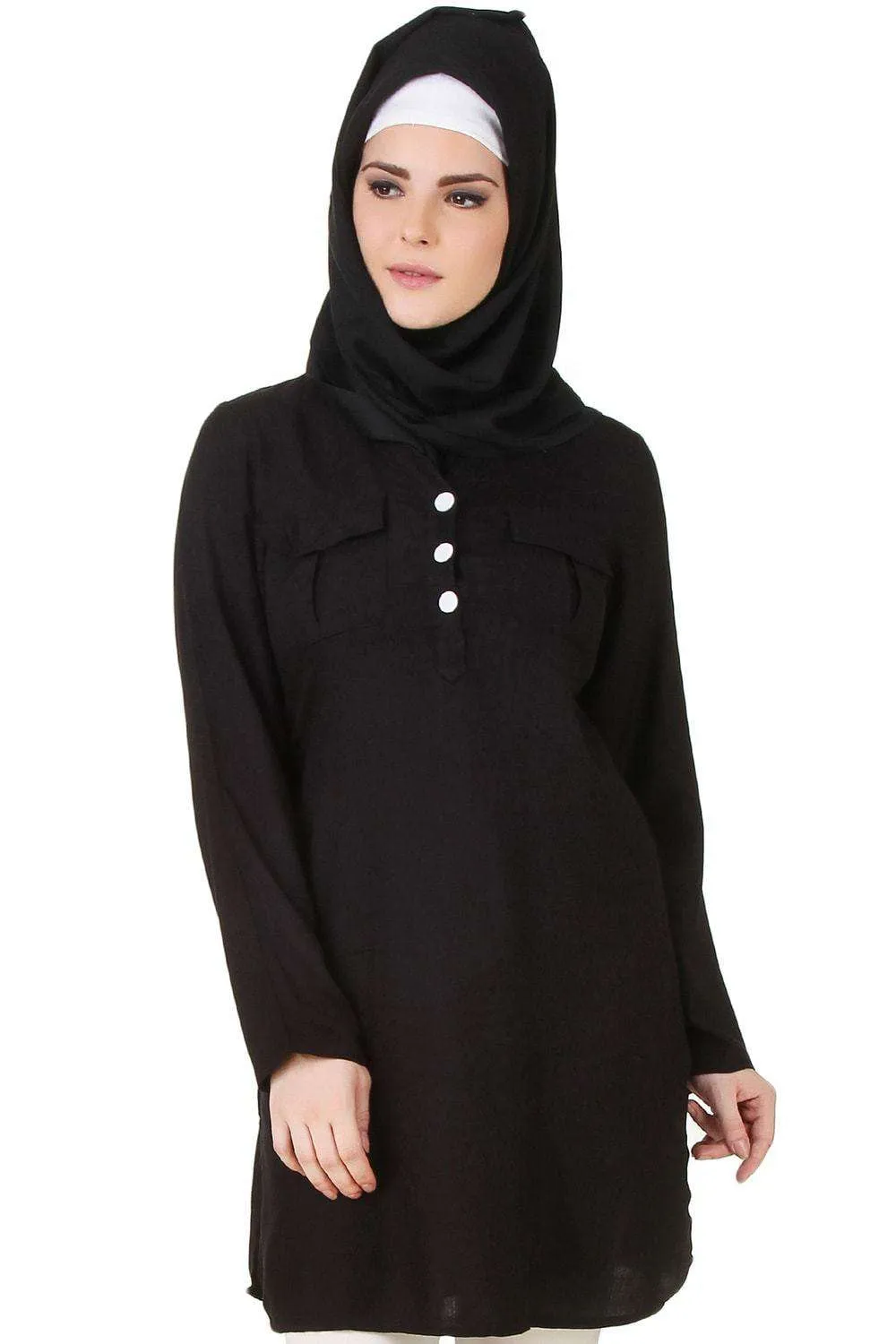 Fatinah Black Rayon Tunic