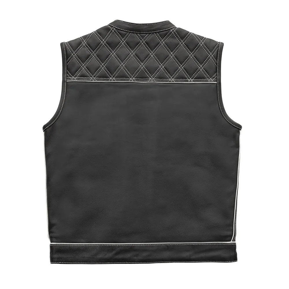 Finish Line - White Checker - Men's Motorcycle Leather Vest