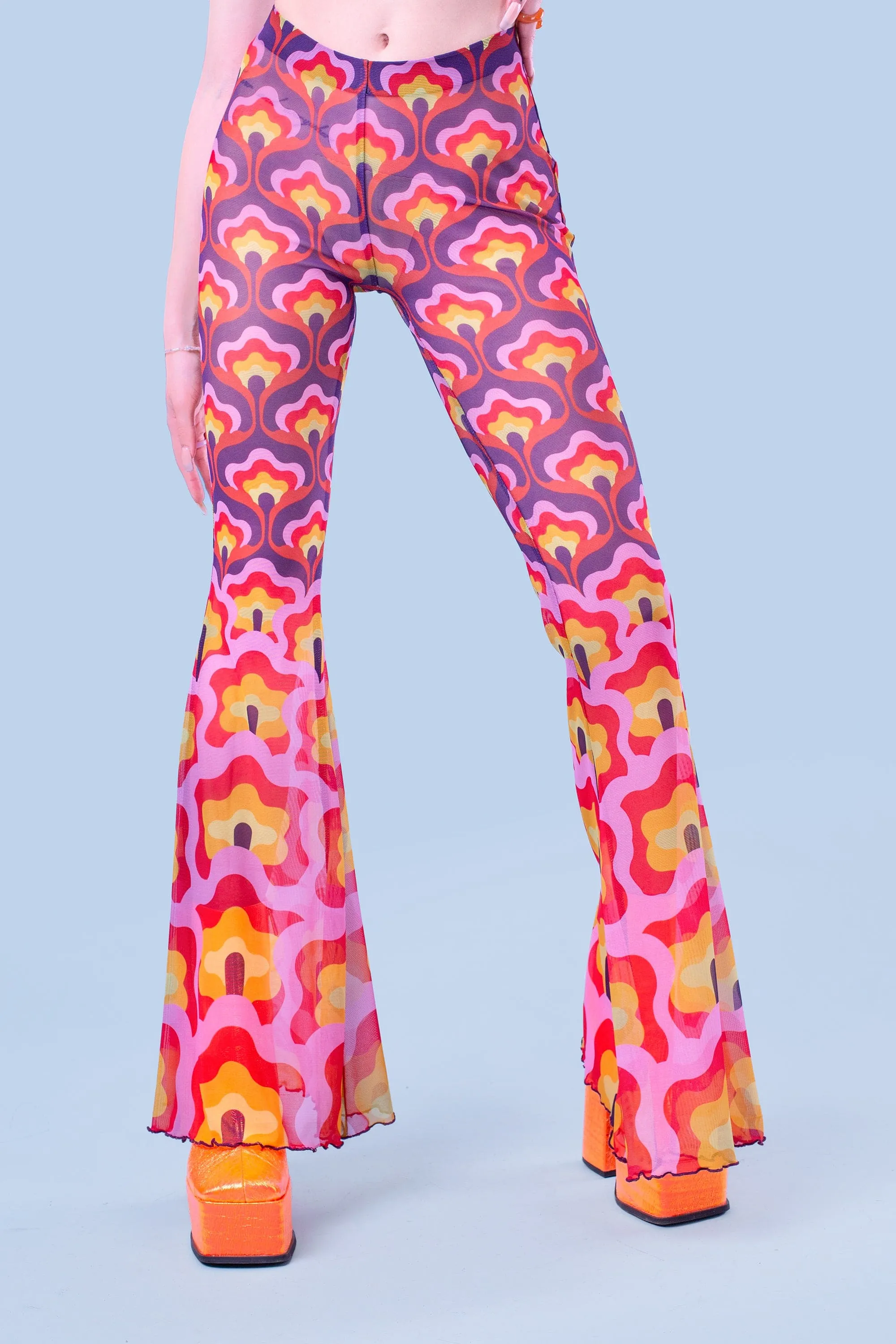 Flower Power Violet Bell Bottom Pants