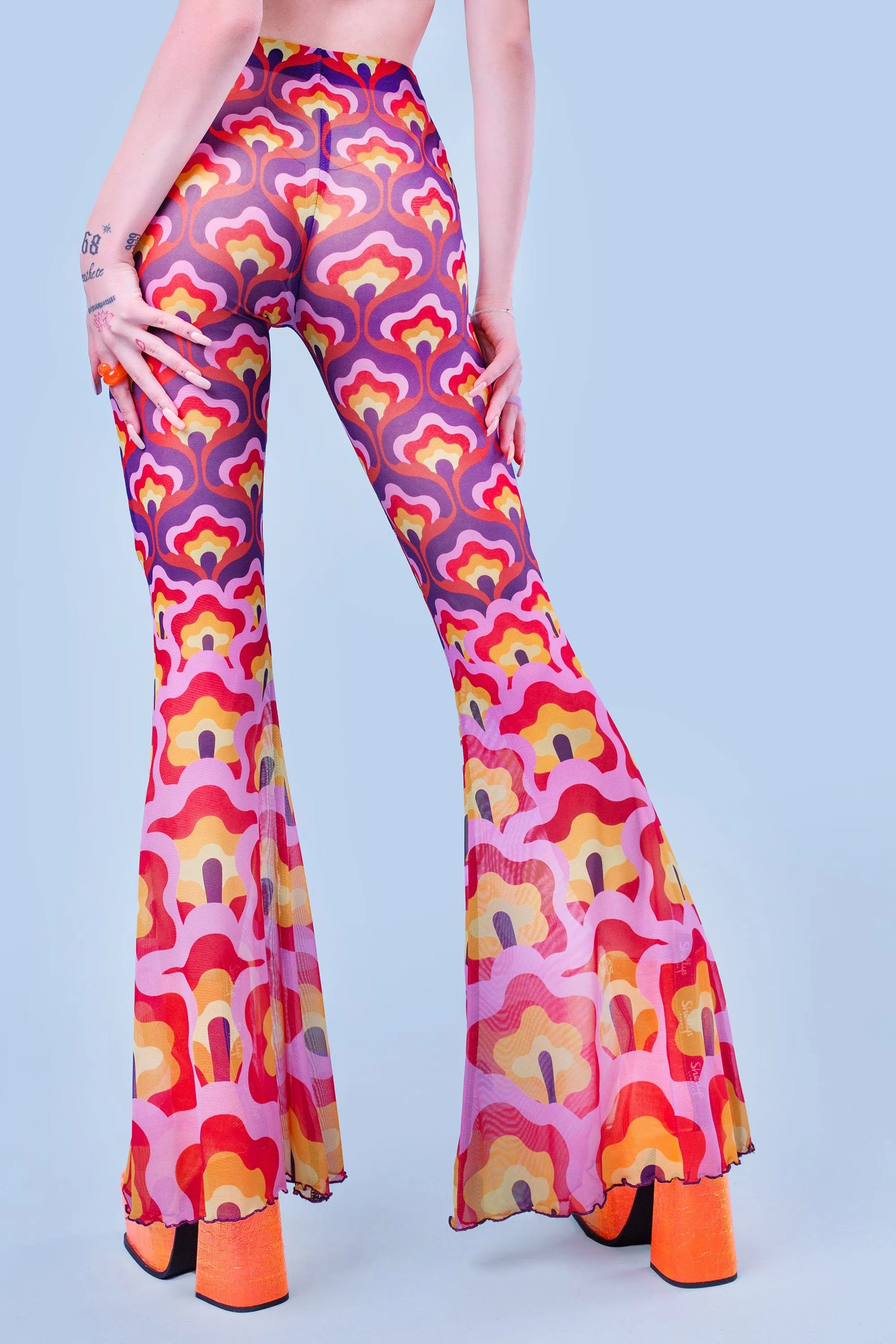 Flower Power Violet Bell Bottom Pants