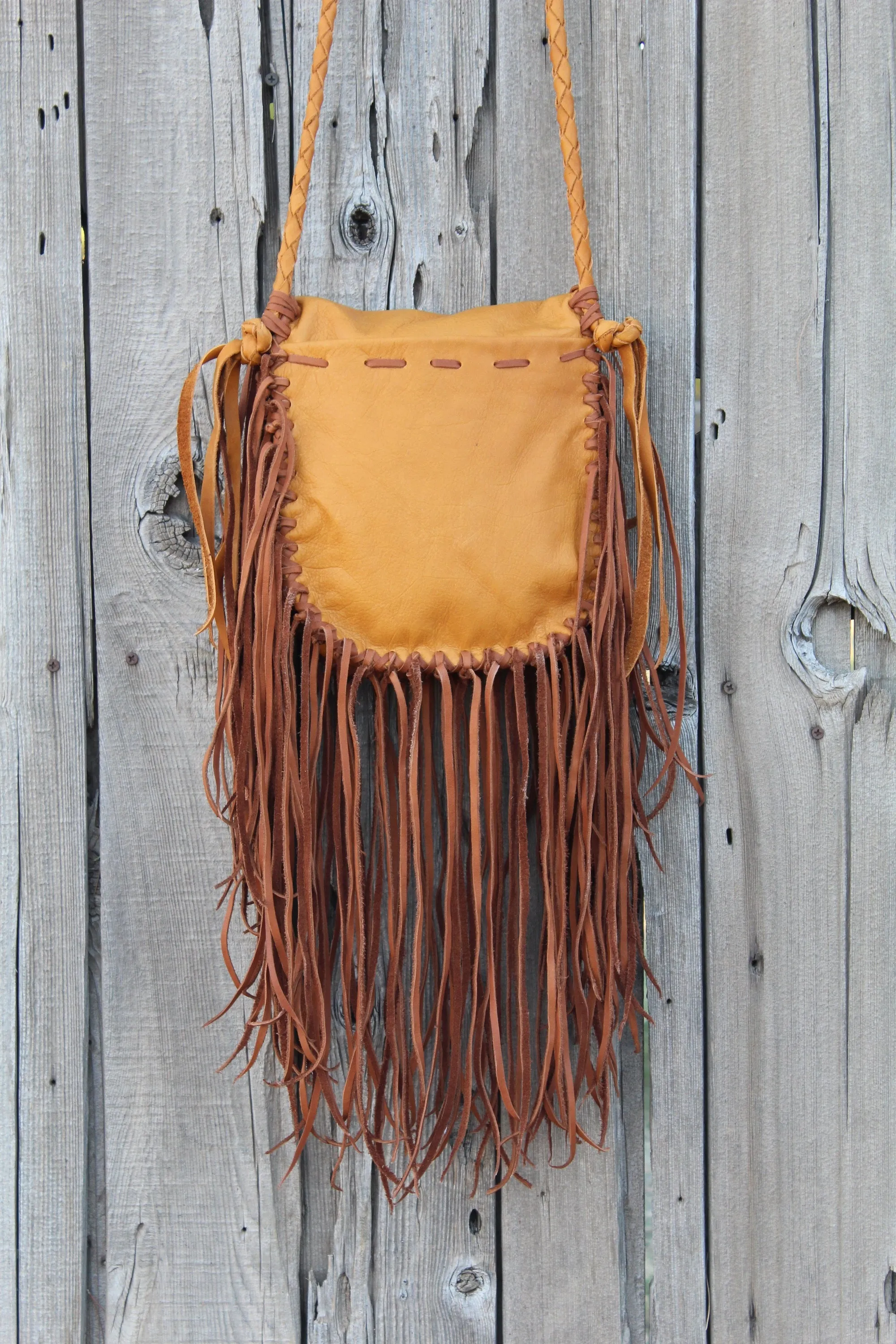 Fringed boho handbag, leather purse