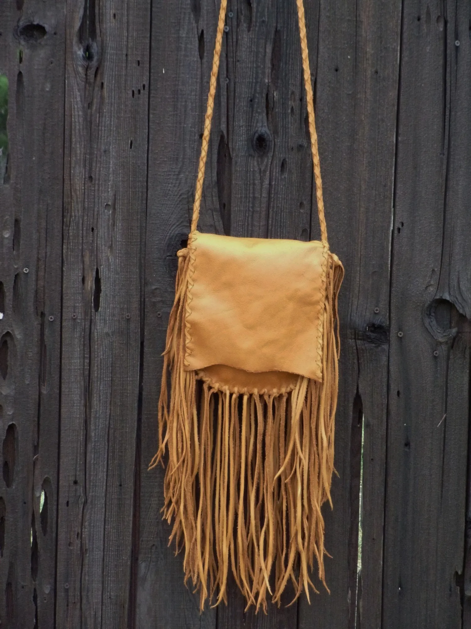 Fringed boho leather handbag, gypsy style bag