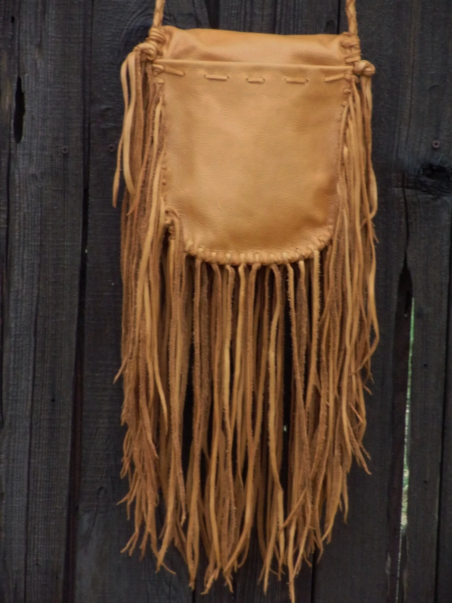 Fringed boho leather handbag, gypsy style bag