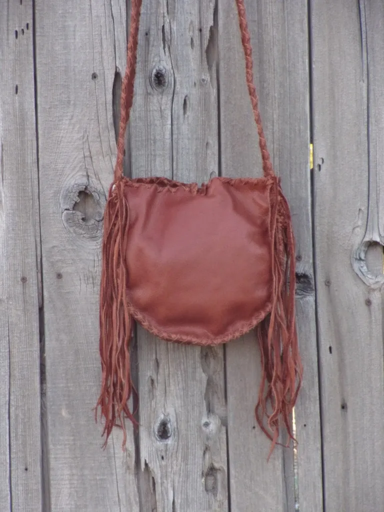 Fringed leather handbag , Soft leather tote with fringe , Fringed leather purse