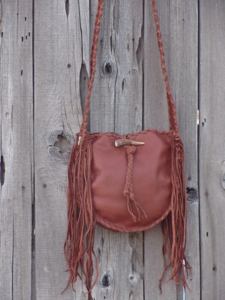 Fringed leather handbag , Soft leather tote with fringe , Fringed leather purse