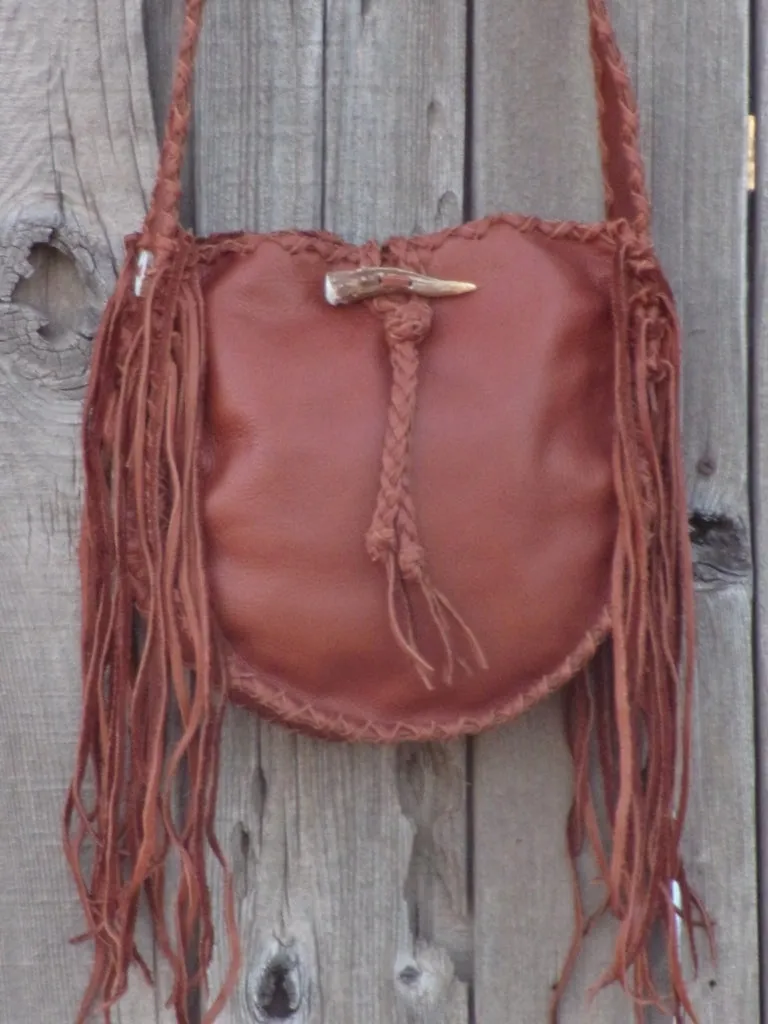 Fringed leather handbag , Soft leather tote with fringe , Fringed leather purse