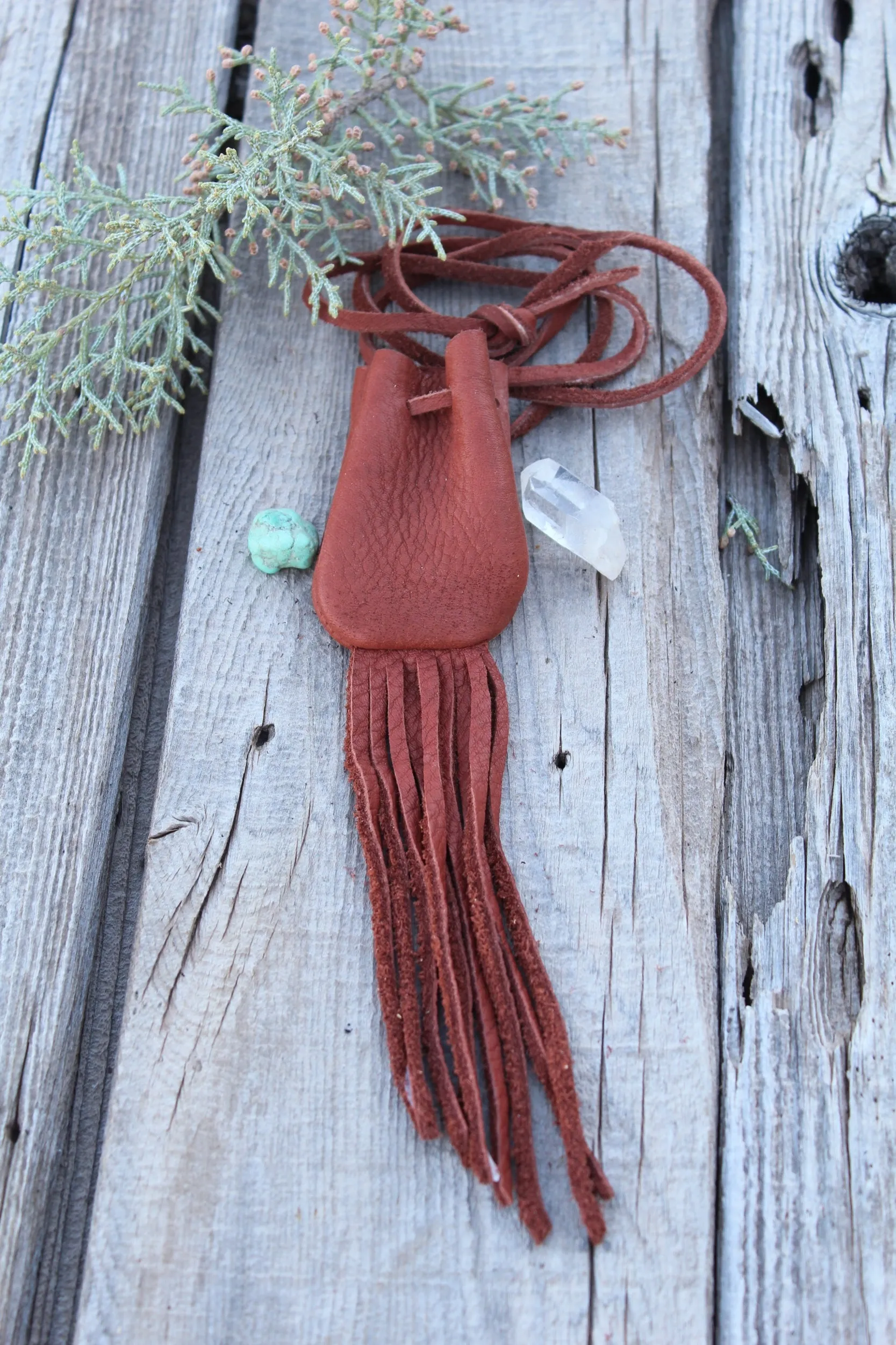 Fringed leather medicine bag