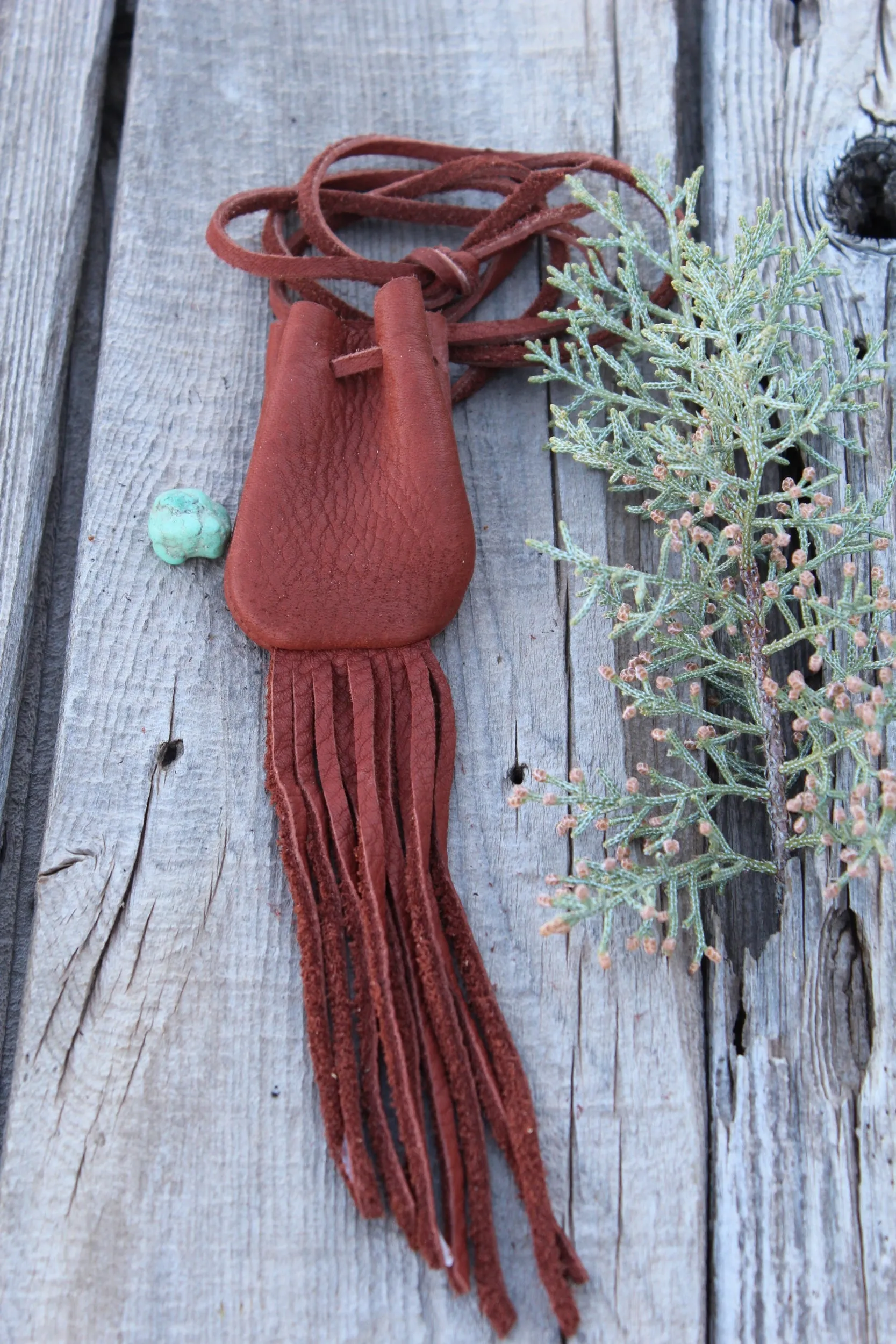 Fringed leather medicine bag