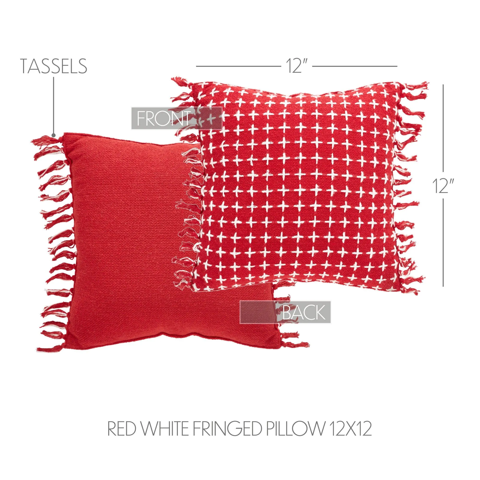 Gallen Red Fringed Pillow 12"