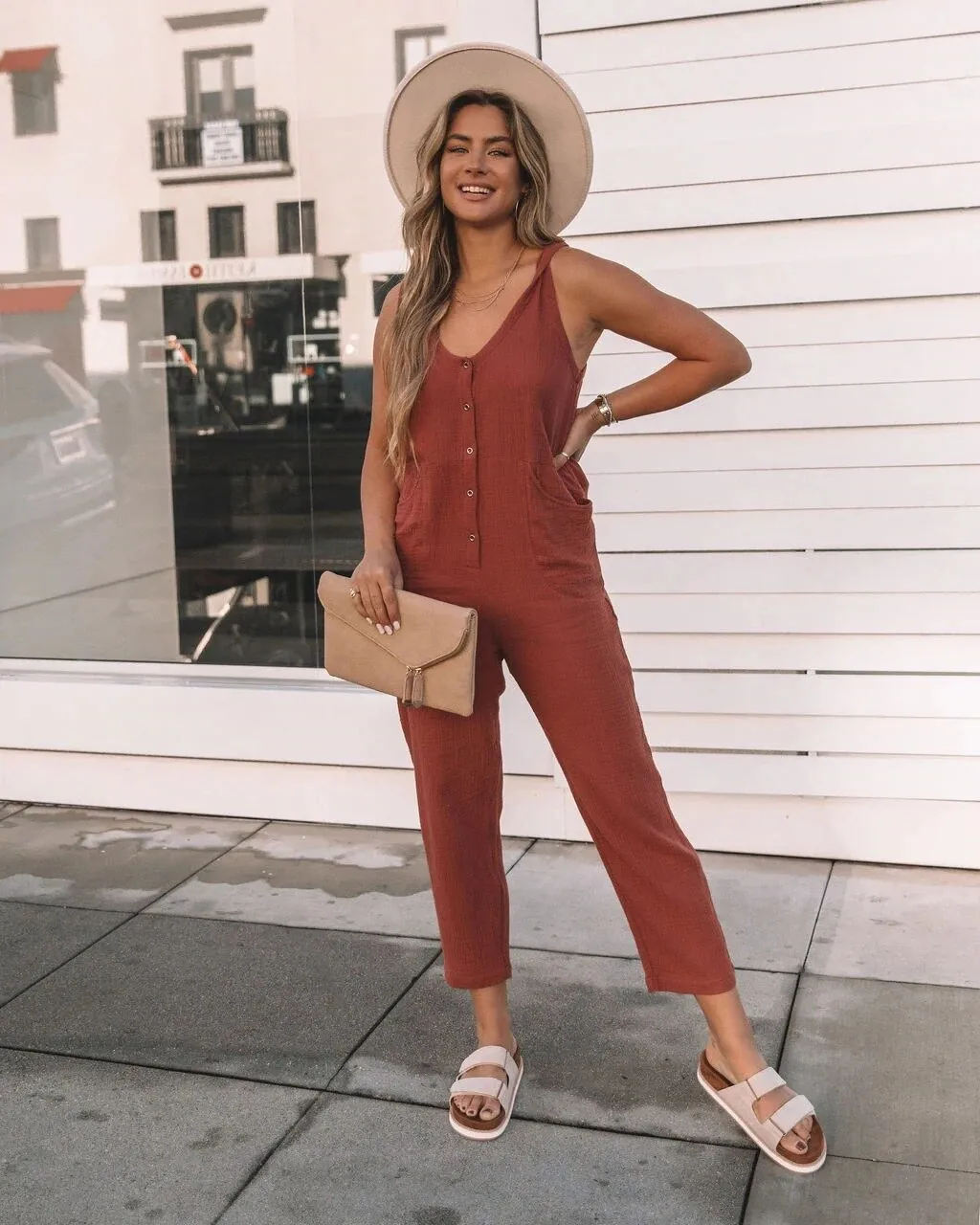 Graduation Gifts 2022 Speing Summer New Fashion Casual Ladies Botton Pocket Jumpsuit Solid Sleeveless High Waist Loose Women's One-piece Pants