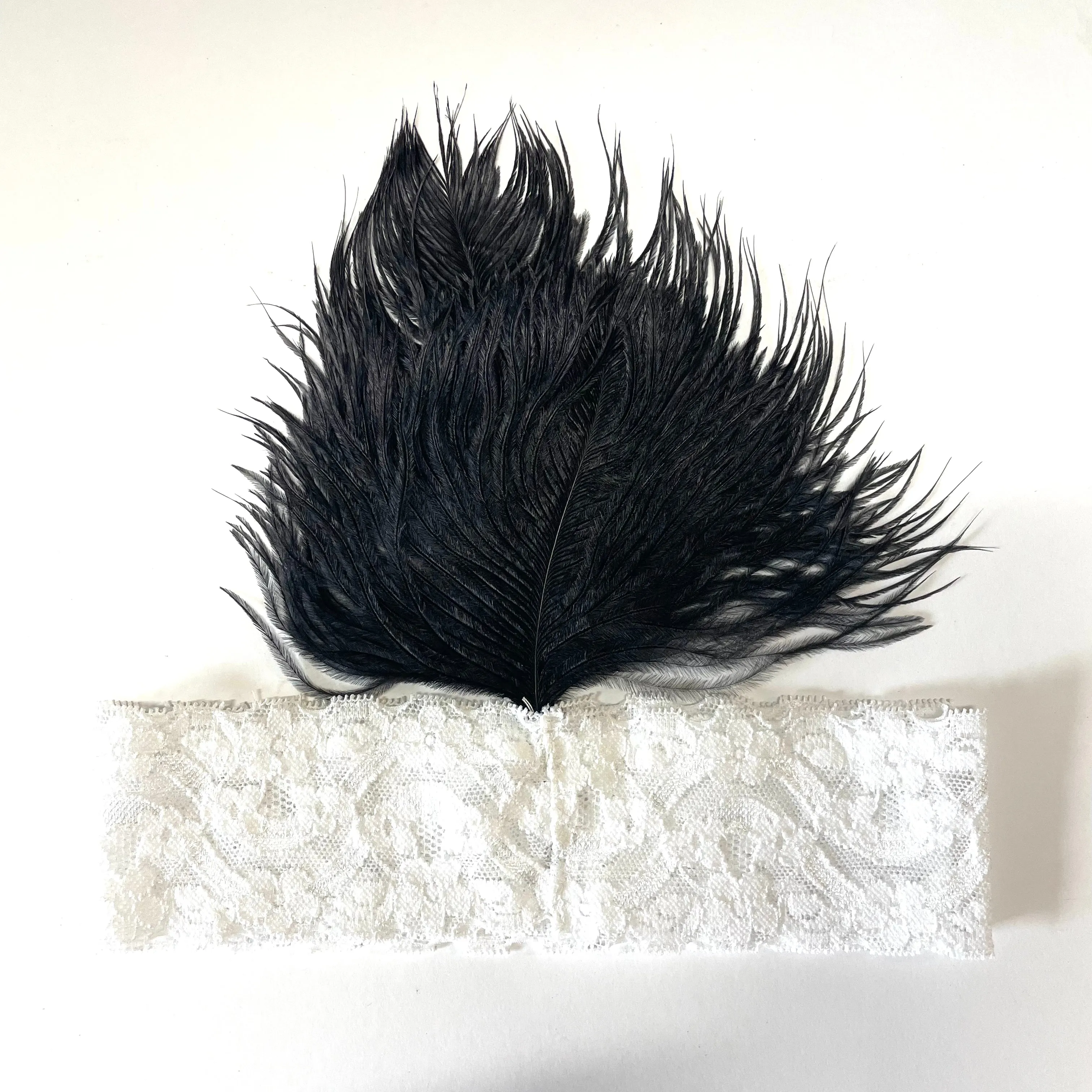 Great Gatsby 1920's Flapper Feather Headdress Fancy Dress - Lace (Style 30)