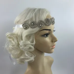 Great Gatsby 1920's Flapper Feather Headdress Fancy Dress - Silver (Style 16)