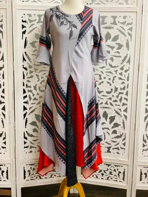 Grey and Red Kurti