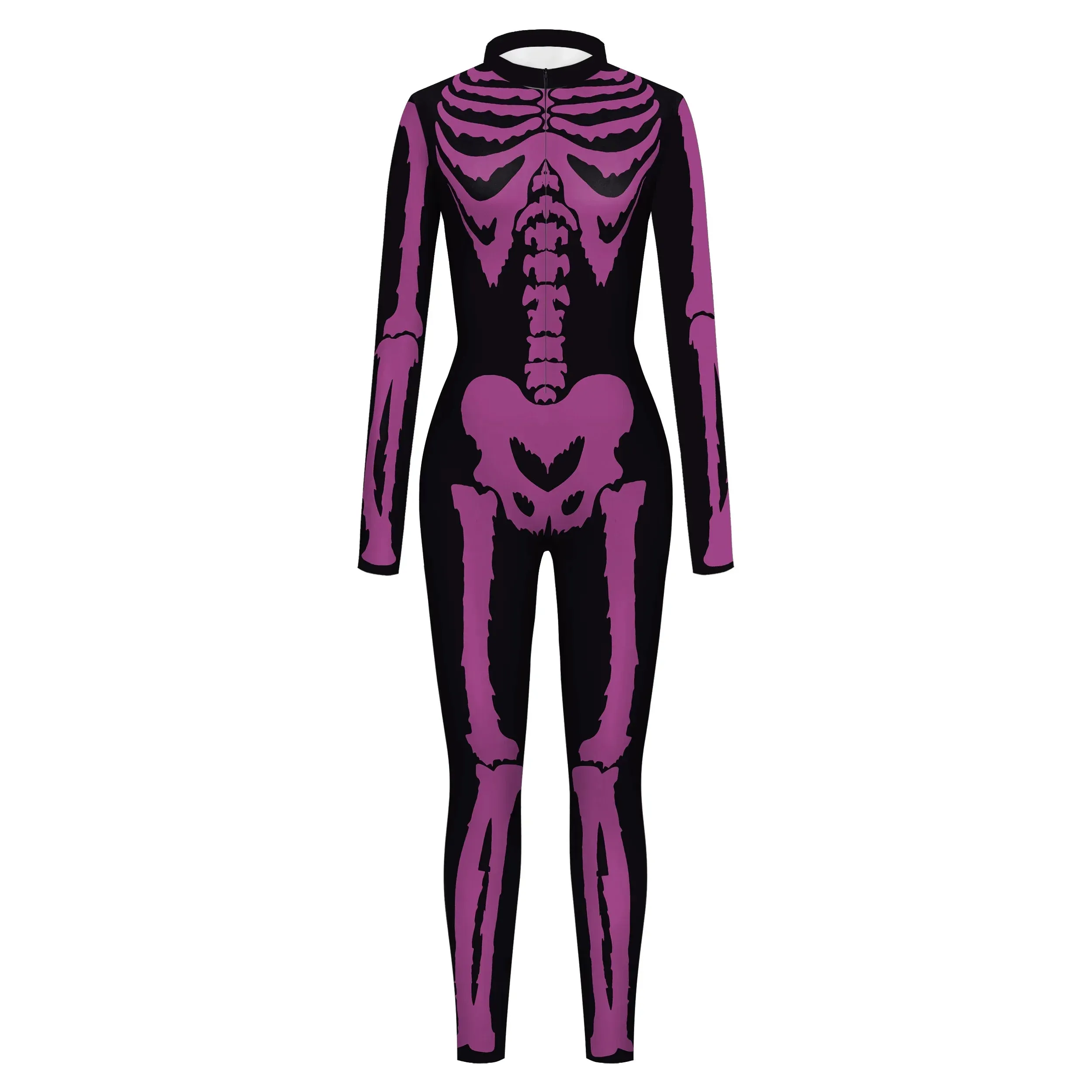 Halloween Cosplay Funny Carnival Skull Party Print Pink Adult Attire